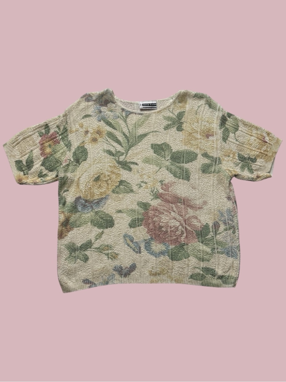 Vintage 90’s Floral Carpet Short Sleeve Sweater Shirt